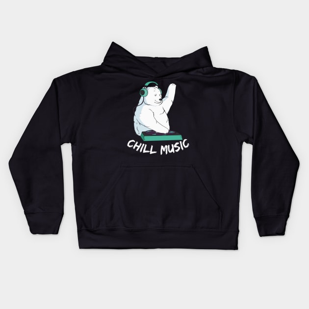 Chill Music DJ Polar Bear Kids Hoodie by ArtOfDJShop